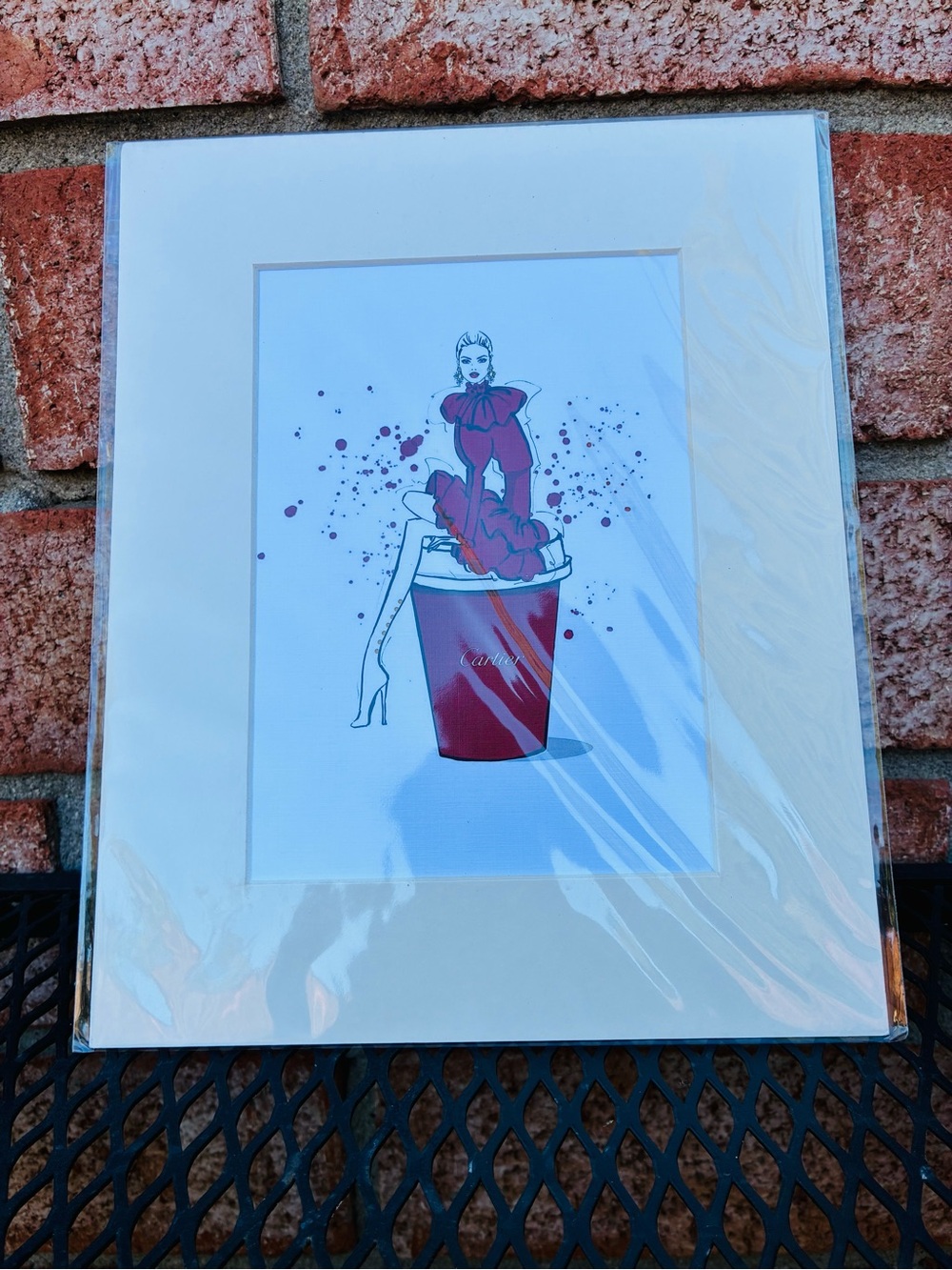 Cartier Fashion Illustration Print - Red and White